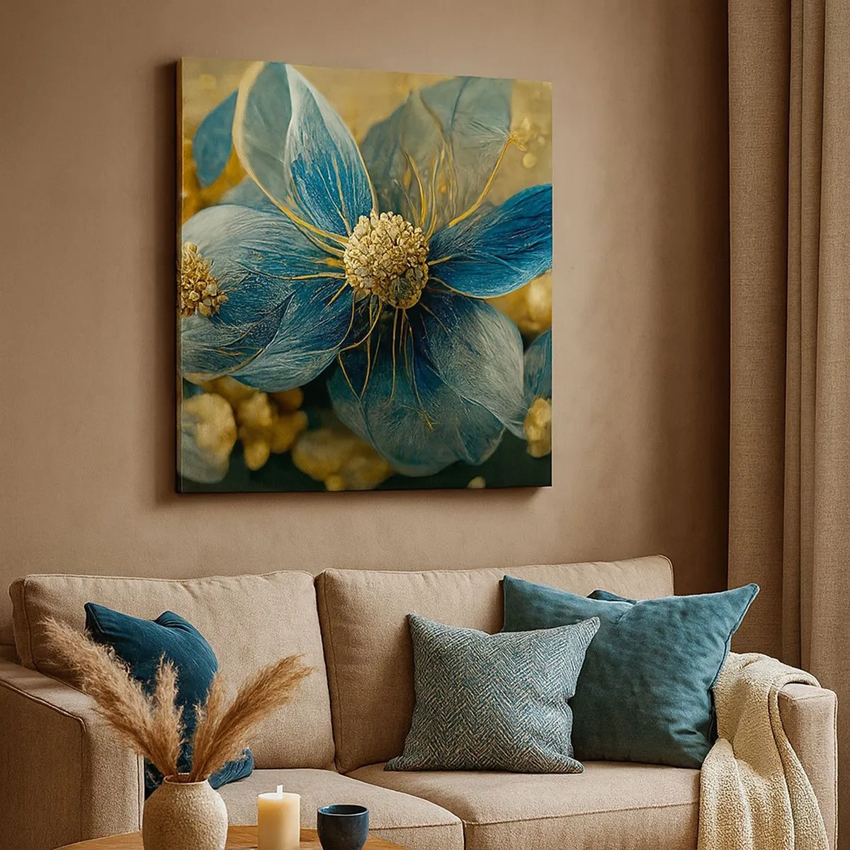 Canvastavla - Bild på duk - Blommande av guld - 30x30 cm