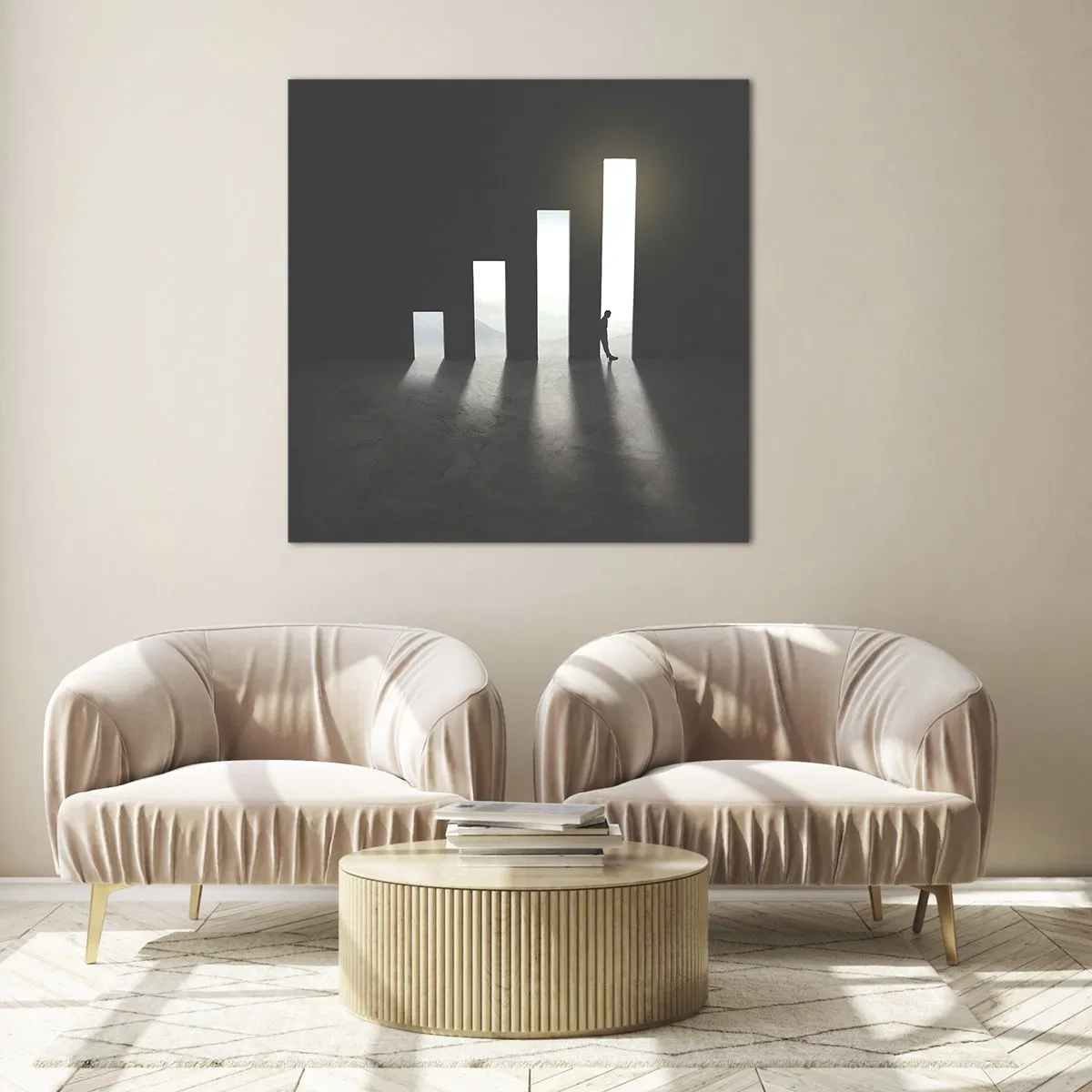 Glastavla - Bild på glas - Framgång - ett intryck - 70x70 cm