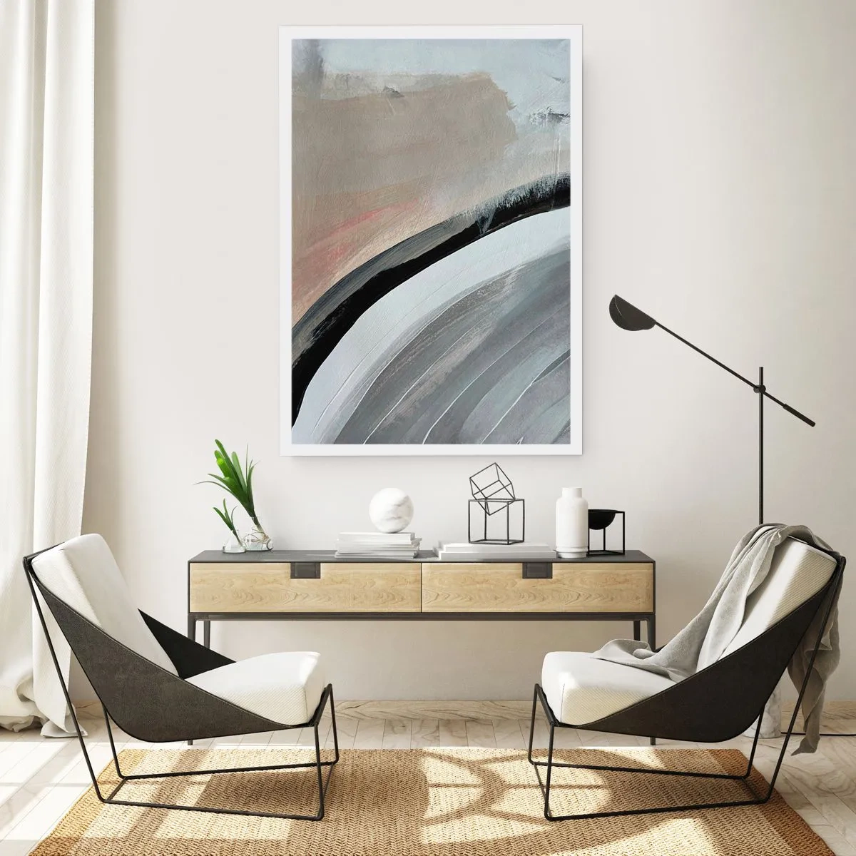 Affisch - Komposition: en båge av svart och grått - 40x50 cm