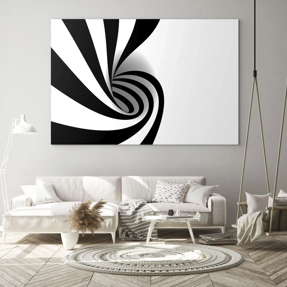 Glastavla - Bild på glas - Roterande svart-vit - 120x80 cm