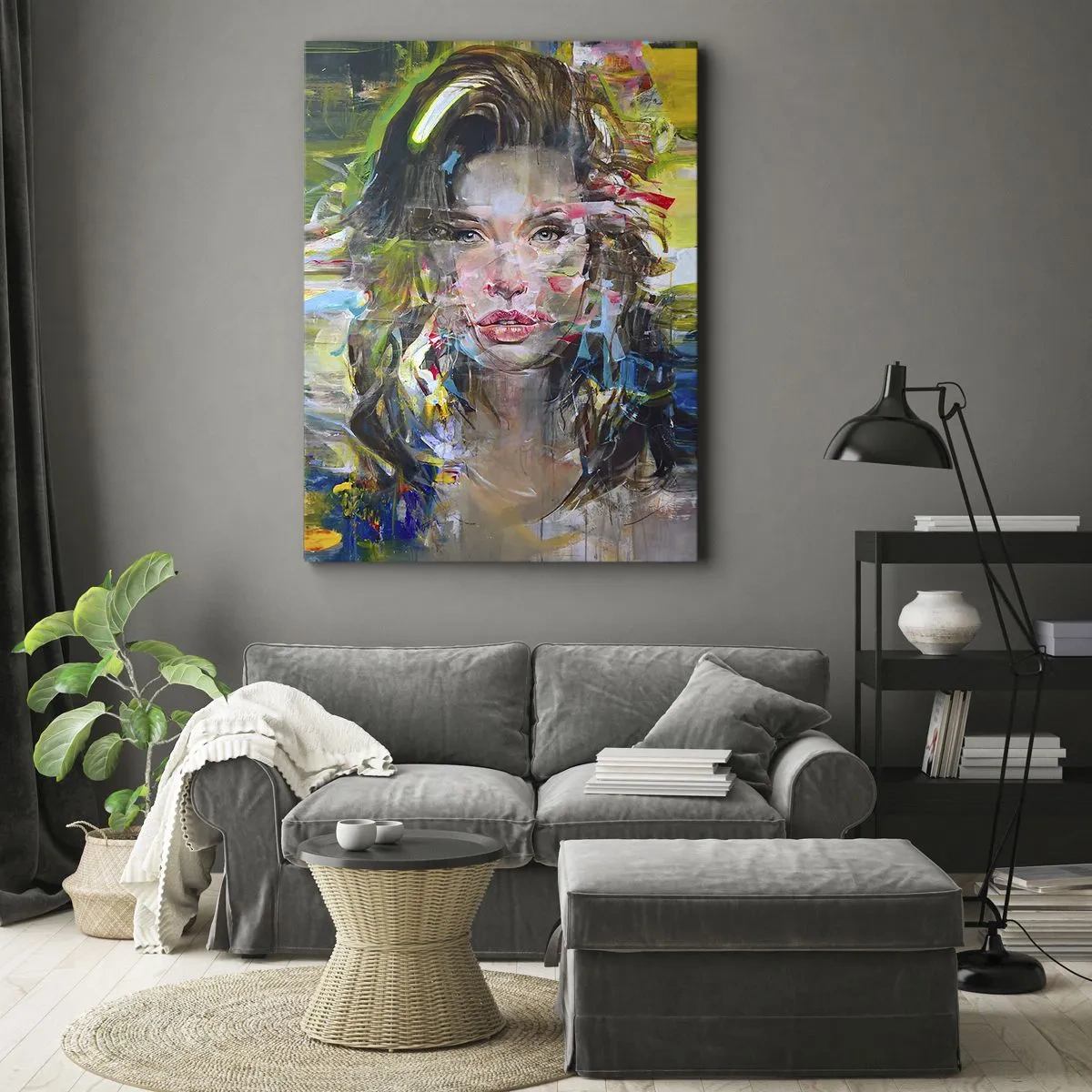 Canvastavla - Bild på duk - Bakom luftridån - 45x80 cm