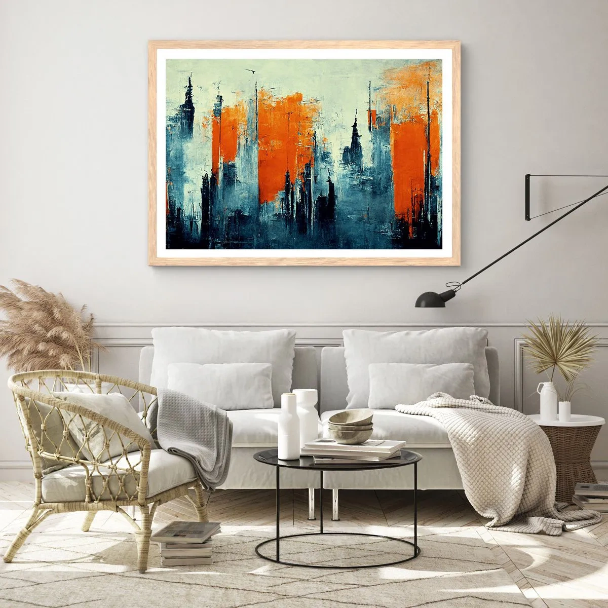Affisch i ram av ljusek - Modernt landskap - 70x50 cm