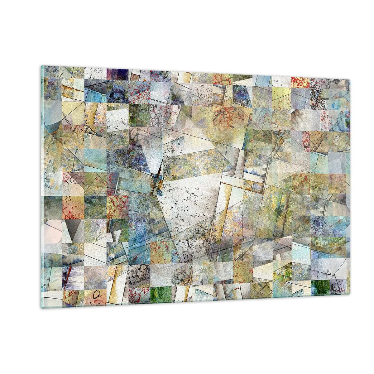 Glastavla - Bild på glas - Geometrisk omblandning - 120x80 cm
