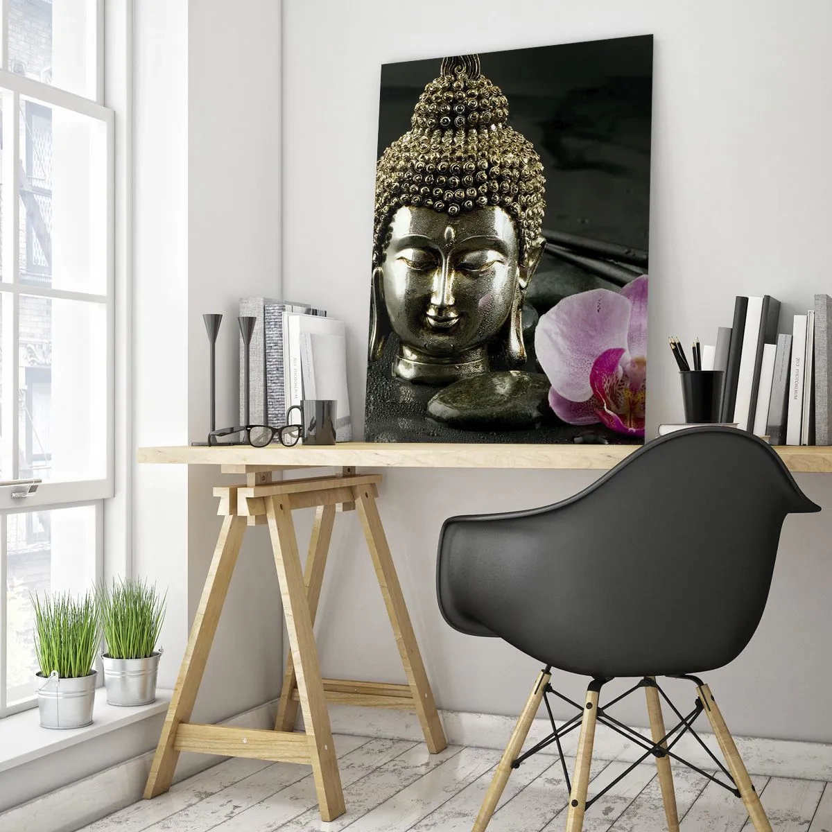 Glastavla - Bild på glas - Visshetens och skönhetens harmoni - 70x100 cm