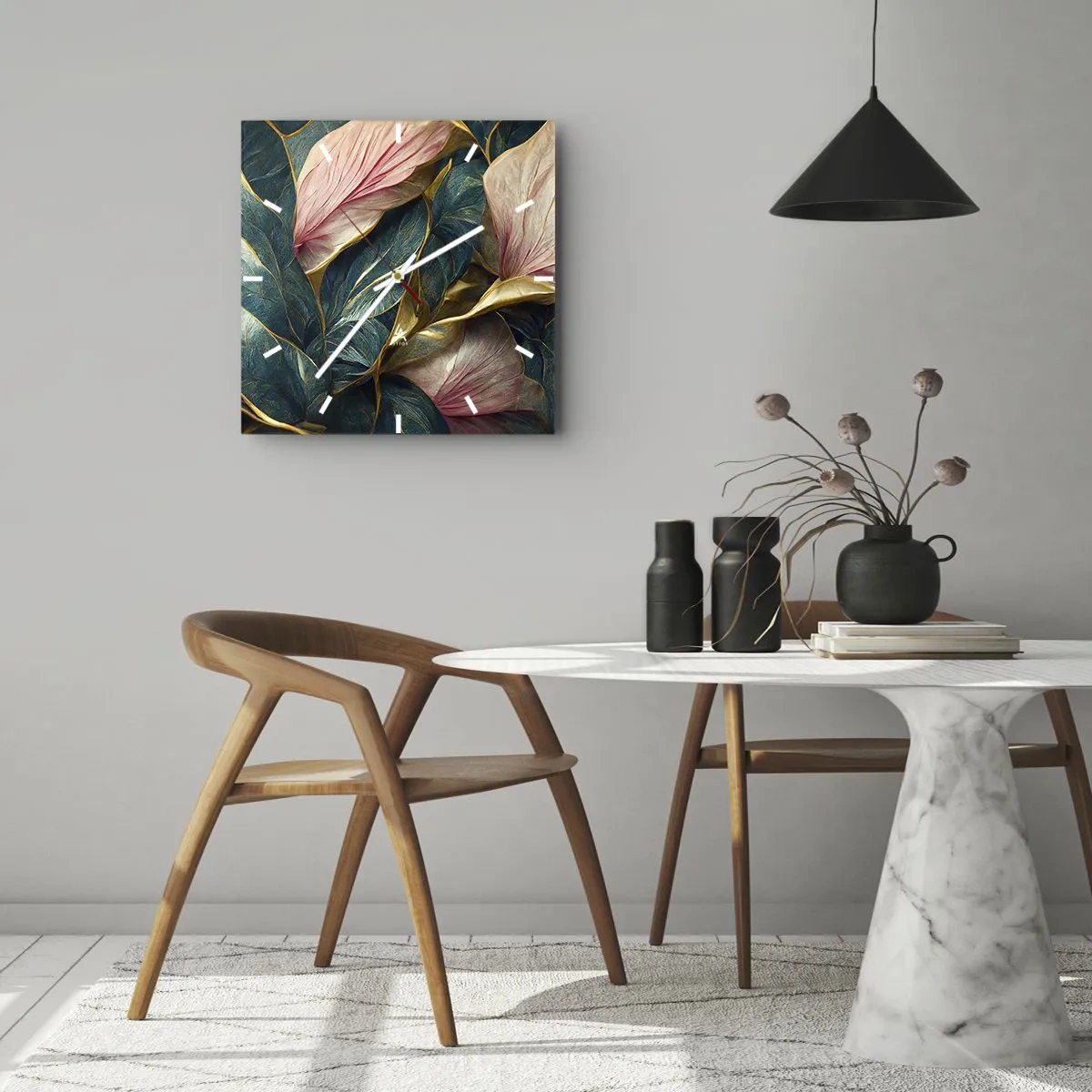 Väggklocka - Klocka på glas - Naturlig elegans och stil - 40x40 cm