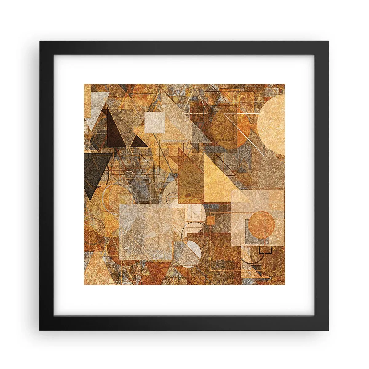 Affisch i svart ram - Kubistisk studie i brun - 30x30 cm