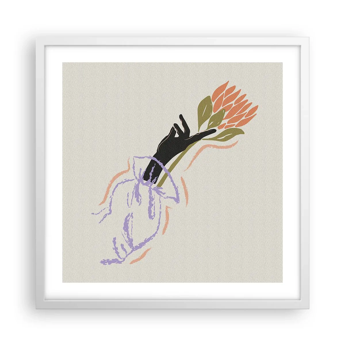 Affisch i vit ram - En systerlig beröring - 50x50 cm