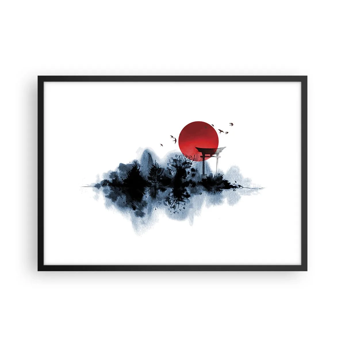 Affisch i svart ram - Japansk utsikt - 70x50 cm