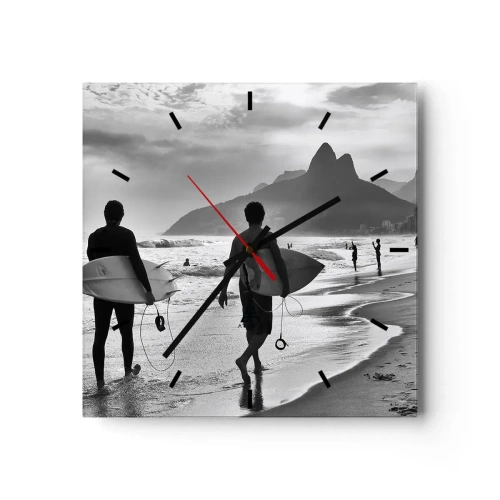 Väggklocka - Klocka på glas - Samba för en våg - 30x30 cm