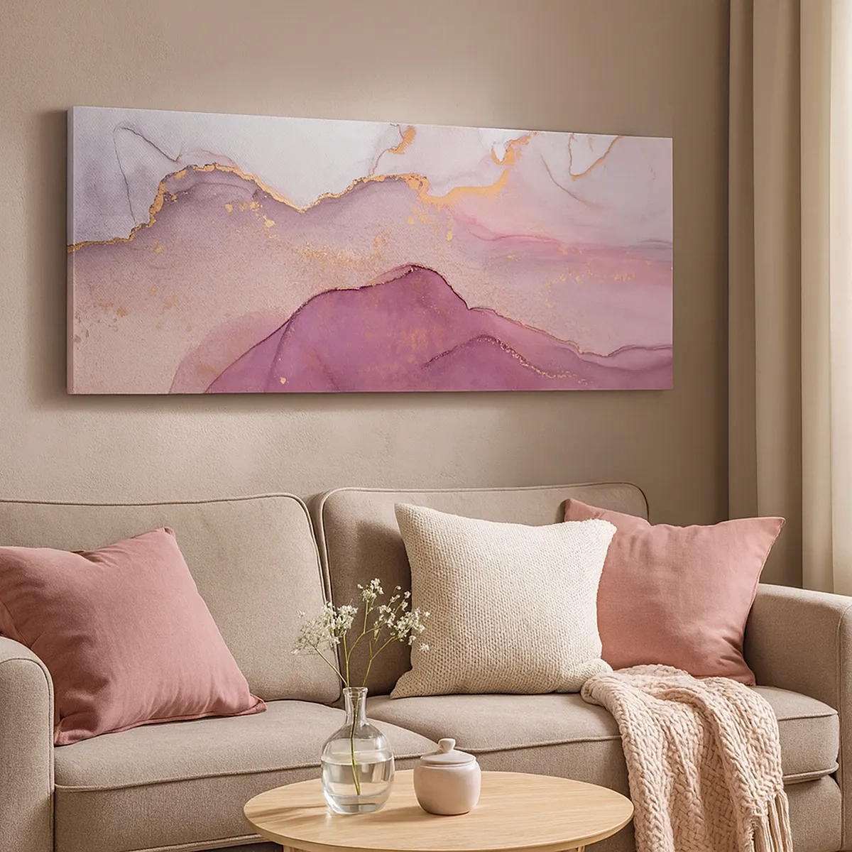 Canvastavla - Bild på duk - Lila och violett vågor - 30x30 cm