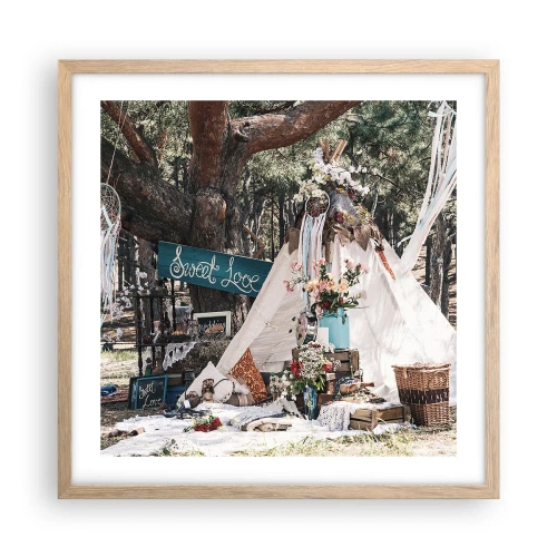 Affisch i ram av ljusek - Make love… - 50x50 cm