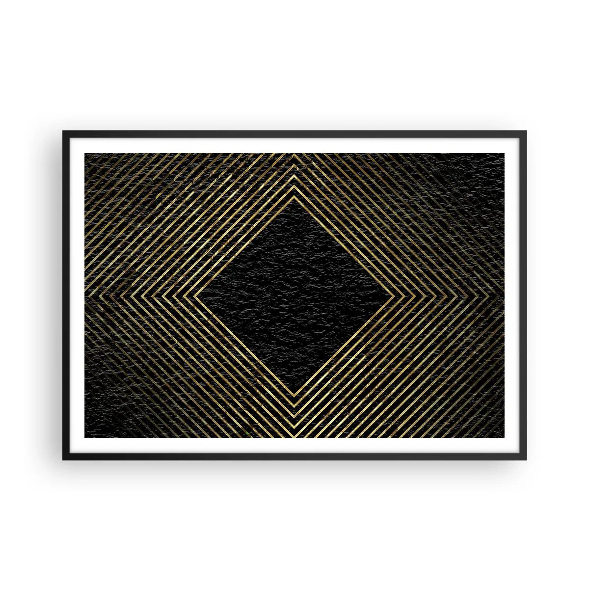 Affisch i svart ram - Geometri i glamourstil - 100x70 cm