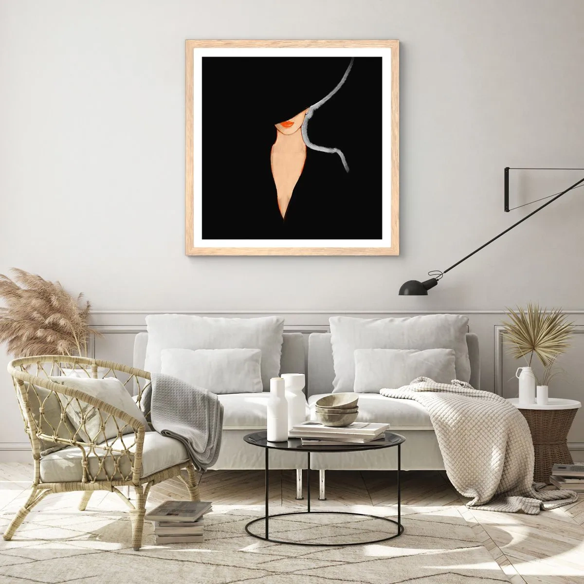 Affisch i ram av ljusek - Elegans och stil - 50x50 cm