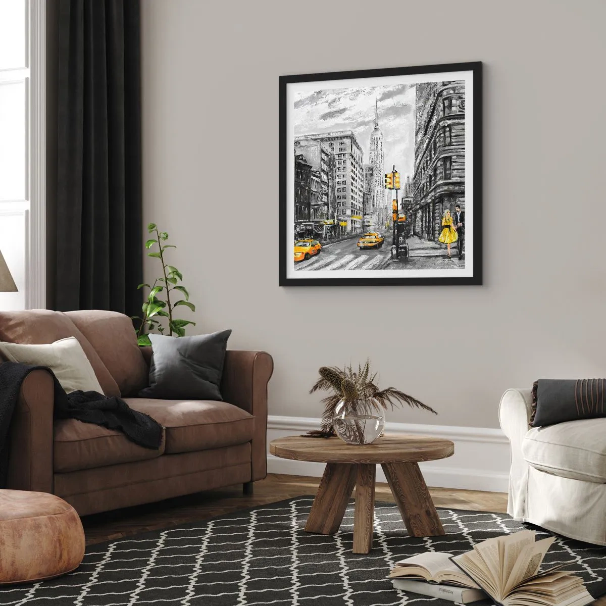 Affisch i svart ram - New York berättelse - 60x60 cm