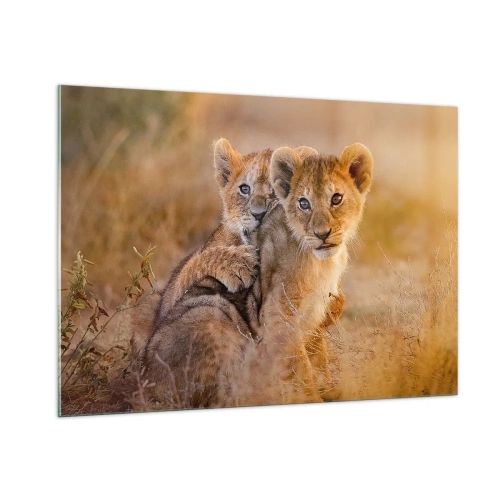 Glastavla - Bild på glas - Stör inte! Vi har kul - 100x70 cm