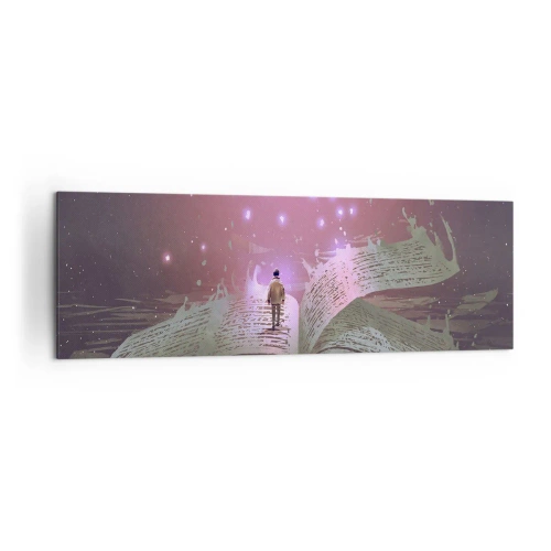 Canvastavla - Bild på duk - Inbjudan till en annan värld - läs! - 160x50 cm