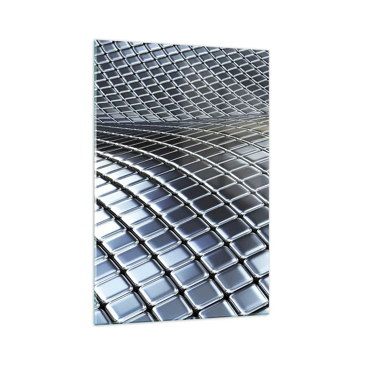 Glastavla - Bild på glas - Metallisk silver våg - 70x100 cm