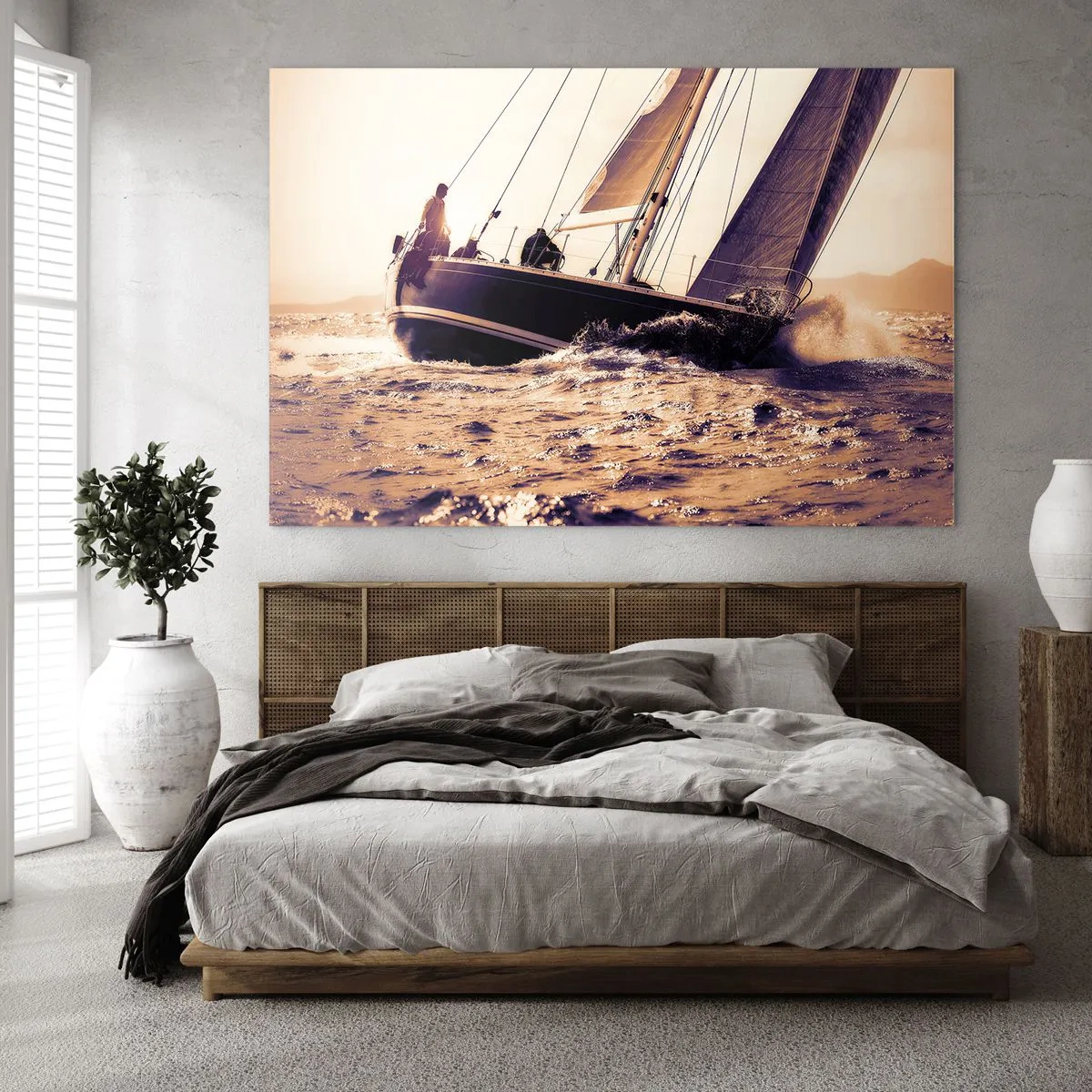 Glastavla - Bild på glas - Segla seglaren - 120x80 cm