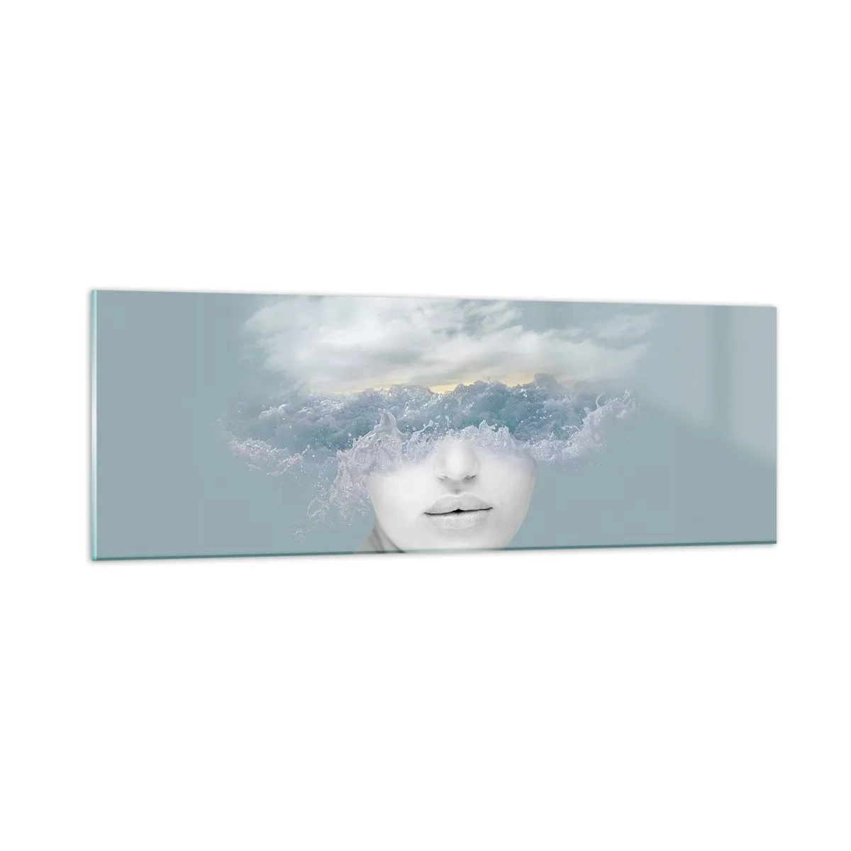 Glastavla - Bild på glas - Med huvudet i molnen - 90x30 cm