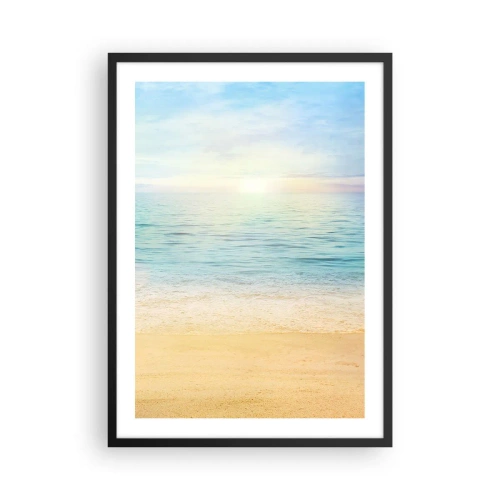 Affisch i svart ram - Fridfull utsikt över stranden och havet vid soluppgången - 50x70cm - Det stora blåa - Modern väggdekoration för vardagsrum och sovrum ARTTOR