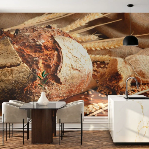 Självhäftande Fototapet Deluxe Sticker - Aptitlig, doftande, knaprig - Bröd, Vetekorn, Gastronomi - 250x175 cm