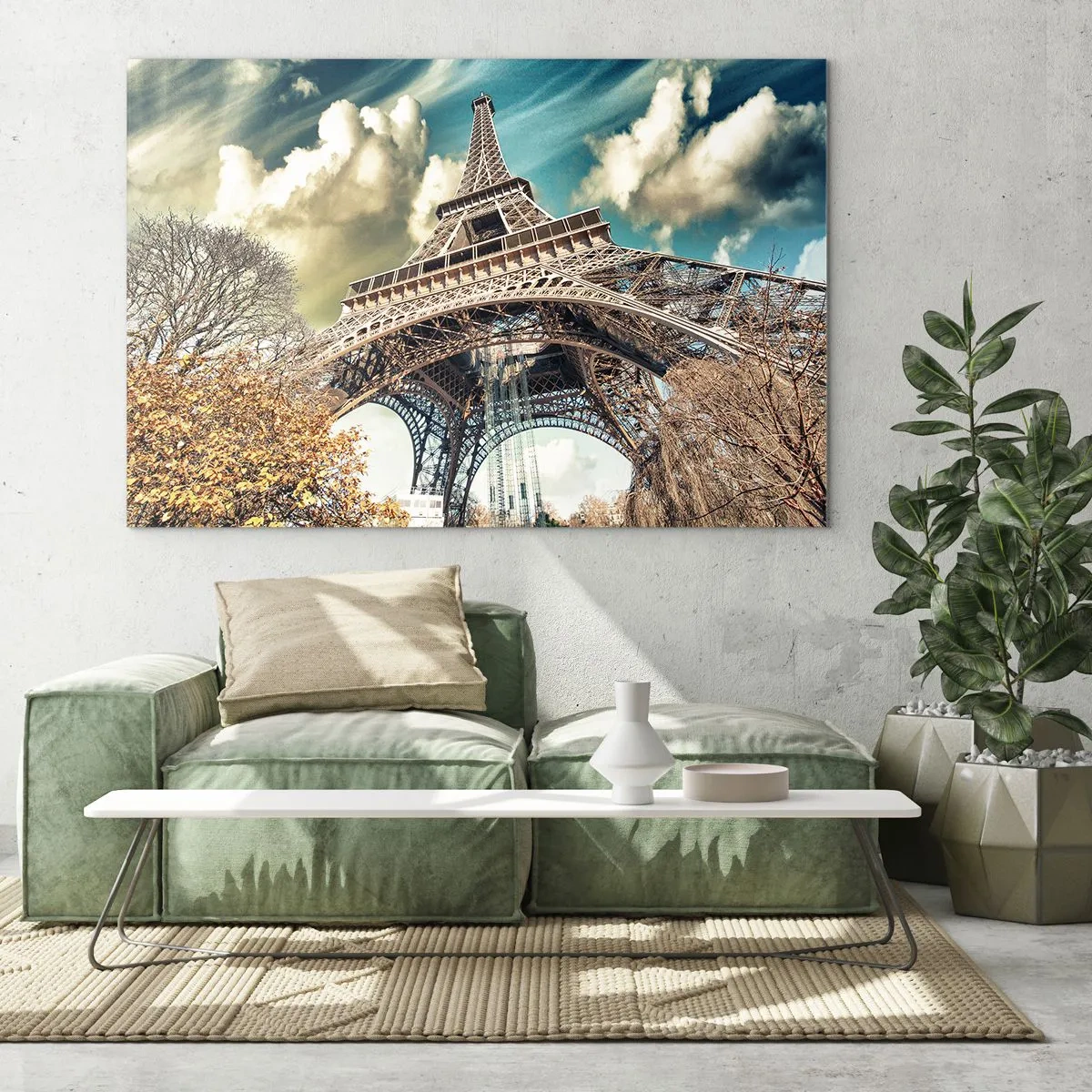 Glastavla - Bild på glas - Och på hösten i Paris... - 120x80 cm