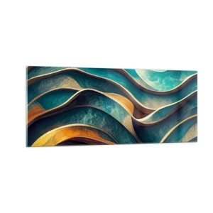 Glastavla - Bild på glas - Meandrar av blått - 100x40 cm