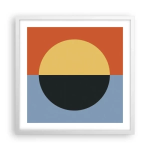 Affisch i vit ram - Komposition av värme och kyla - 50x50 cm