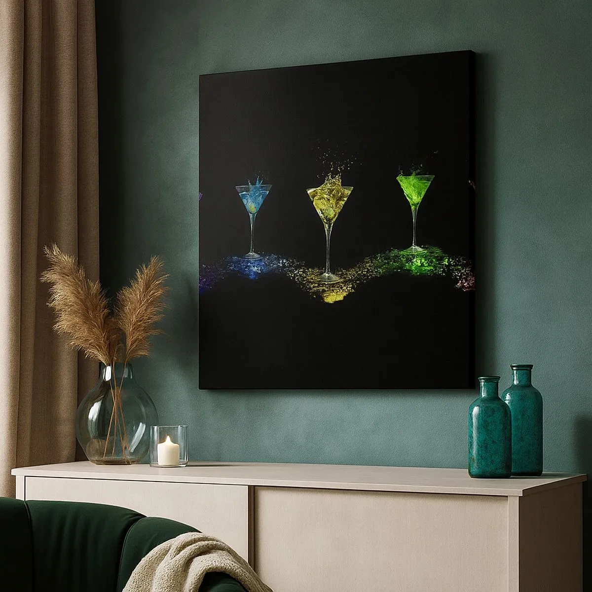 Canvastavla - Bild på duk - Glädjens färger i kristallglaset - 30x30 cm