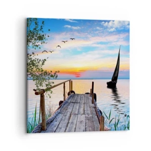 Canvastavla - Bild på duk - God kväll - 70x70 cm