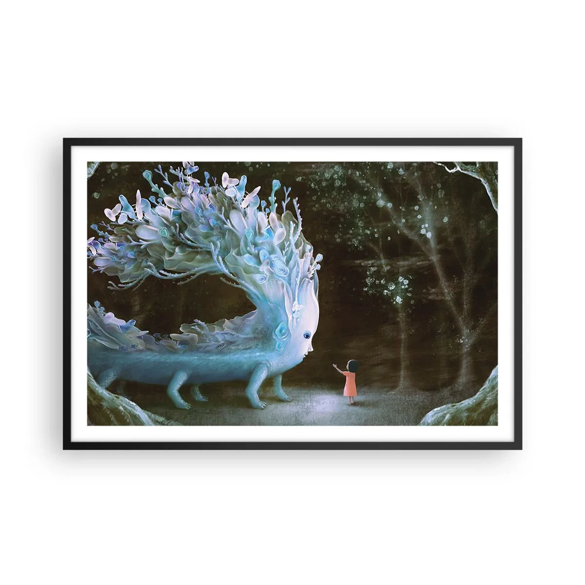 Affisch i svart ram - Fantastiskt möte - 91x61 cm