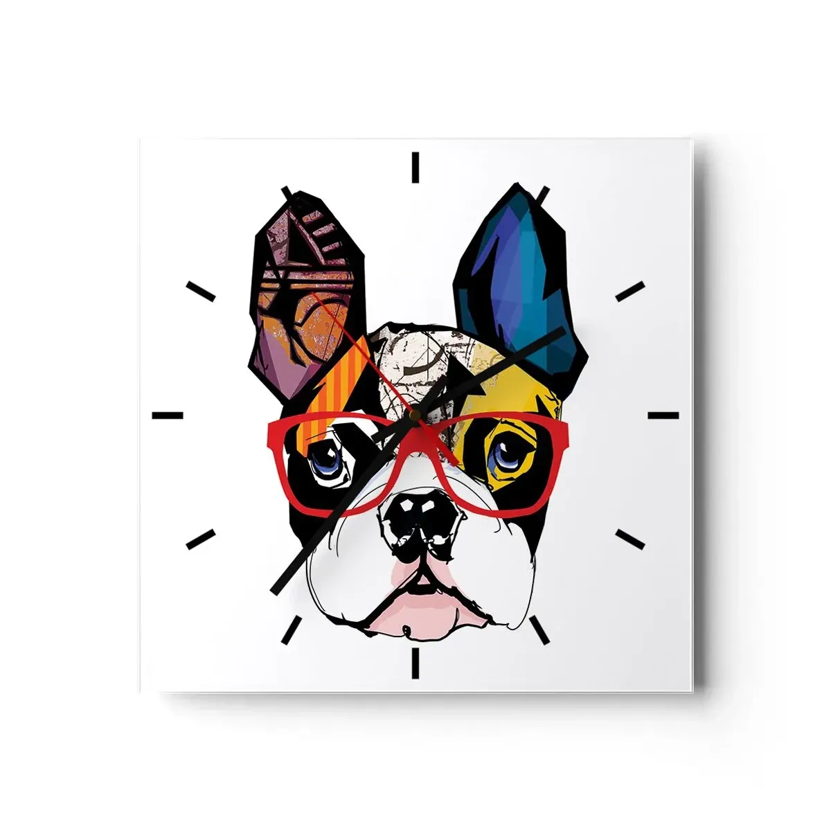 Väggklocka - Klocka på glas - Intellektuell - 30x30 cm