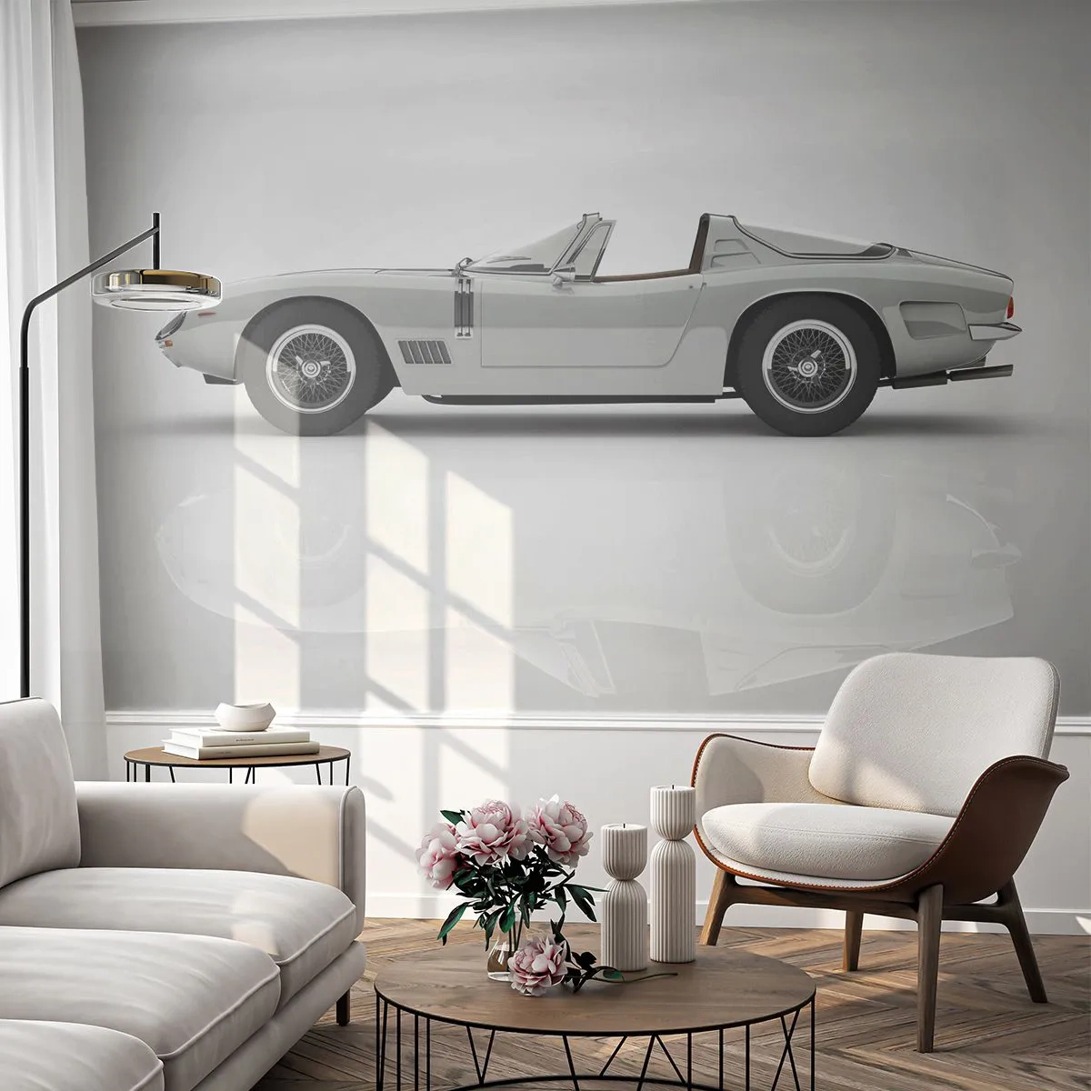 Fototapet Premium Sand - Ett löfte om lek - Sportbil, Cabriolet, Bil - 350x256 cm