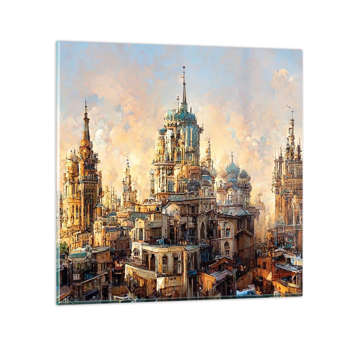 Glastavla - Bild på glas - Städernas stad - 40x40 cm