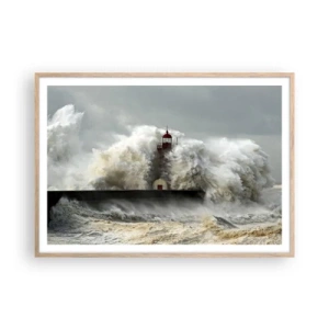 Affisch i ram av ljusek - Havets ilska - 100x70 cm