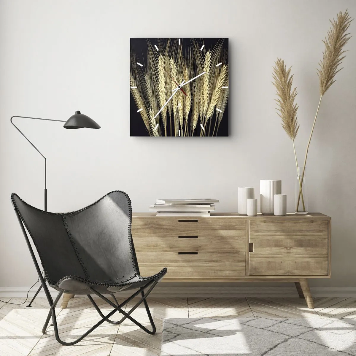 Väggklocka - Klocka på glas - Rustik magi - 40x40 cm