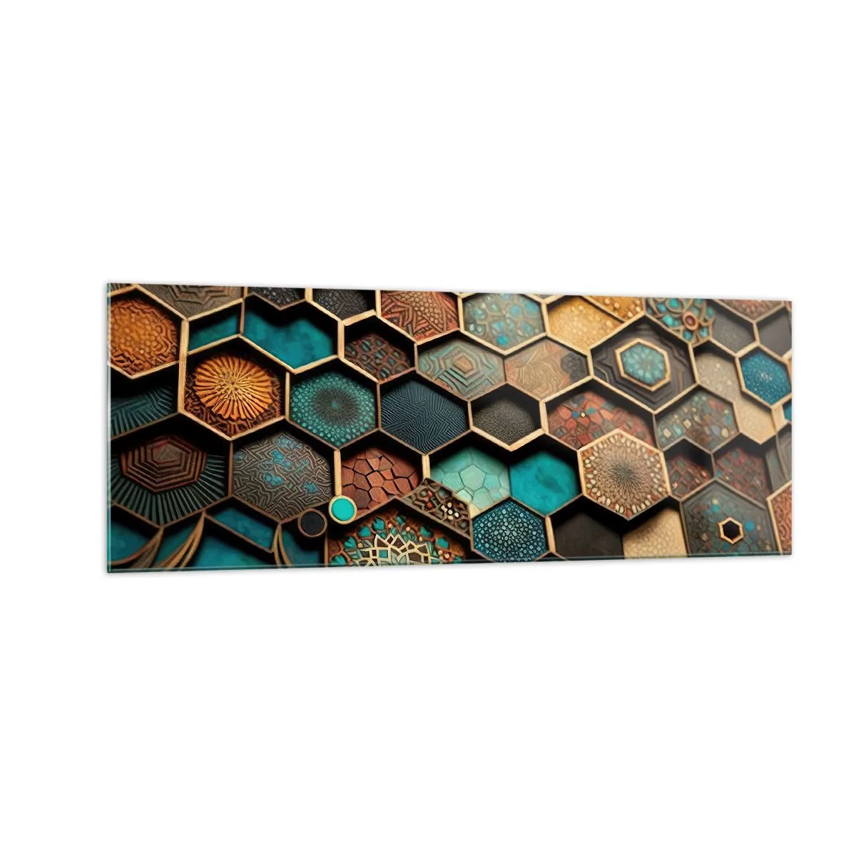 Glastavla - Bild på glas - Arabiska ornament - en variation - 140x50 cm