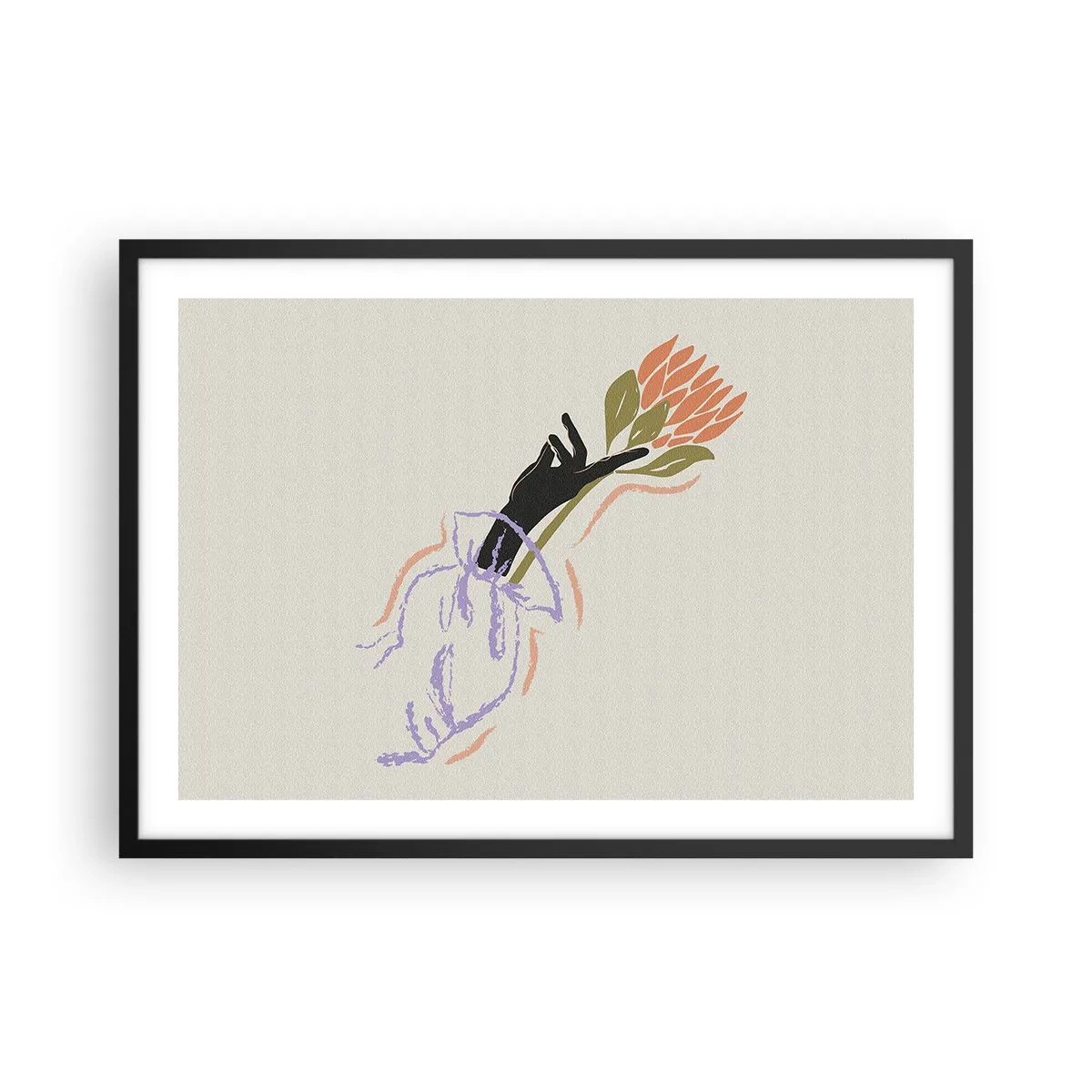 Affisch i svart ram - En systerlig beröring - 70x50 cm