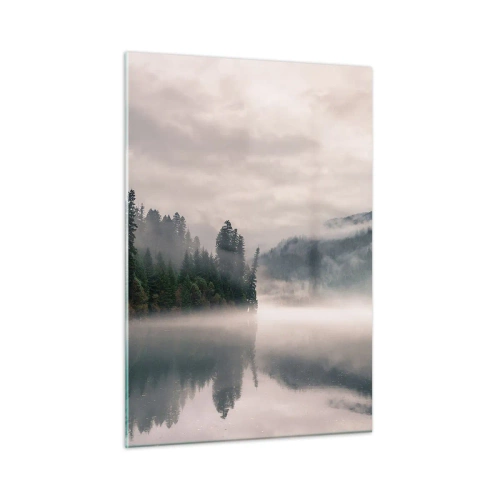 Glastavla - Bild på glas - I förundran, i dimman - 50x70 cm
