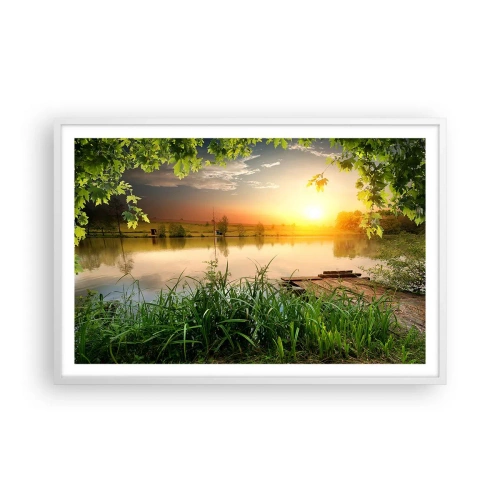 Affisch i vit ram - landskap i en grön ram - 91x61 cm
