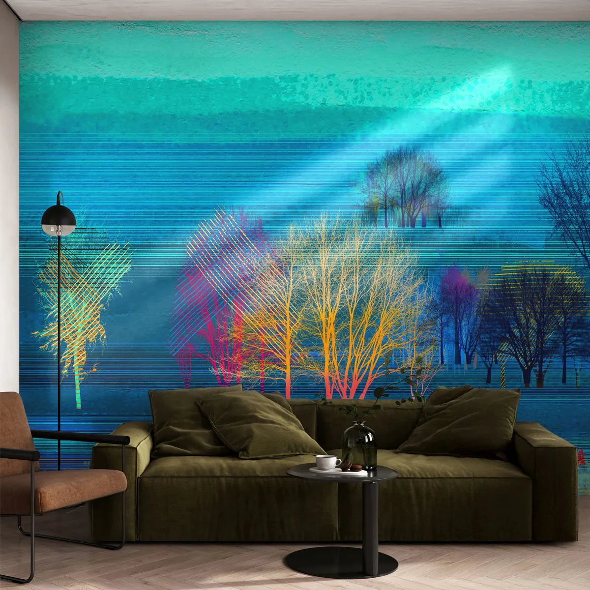 Fototapet Premium Sand - Finkammat landskap - Landskap, Skog, Abstraktion - 100x70 cm