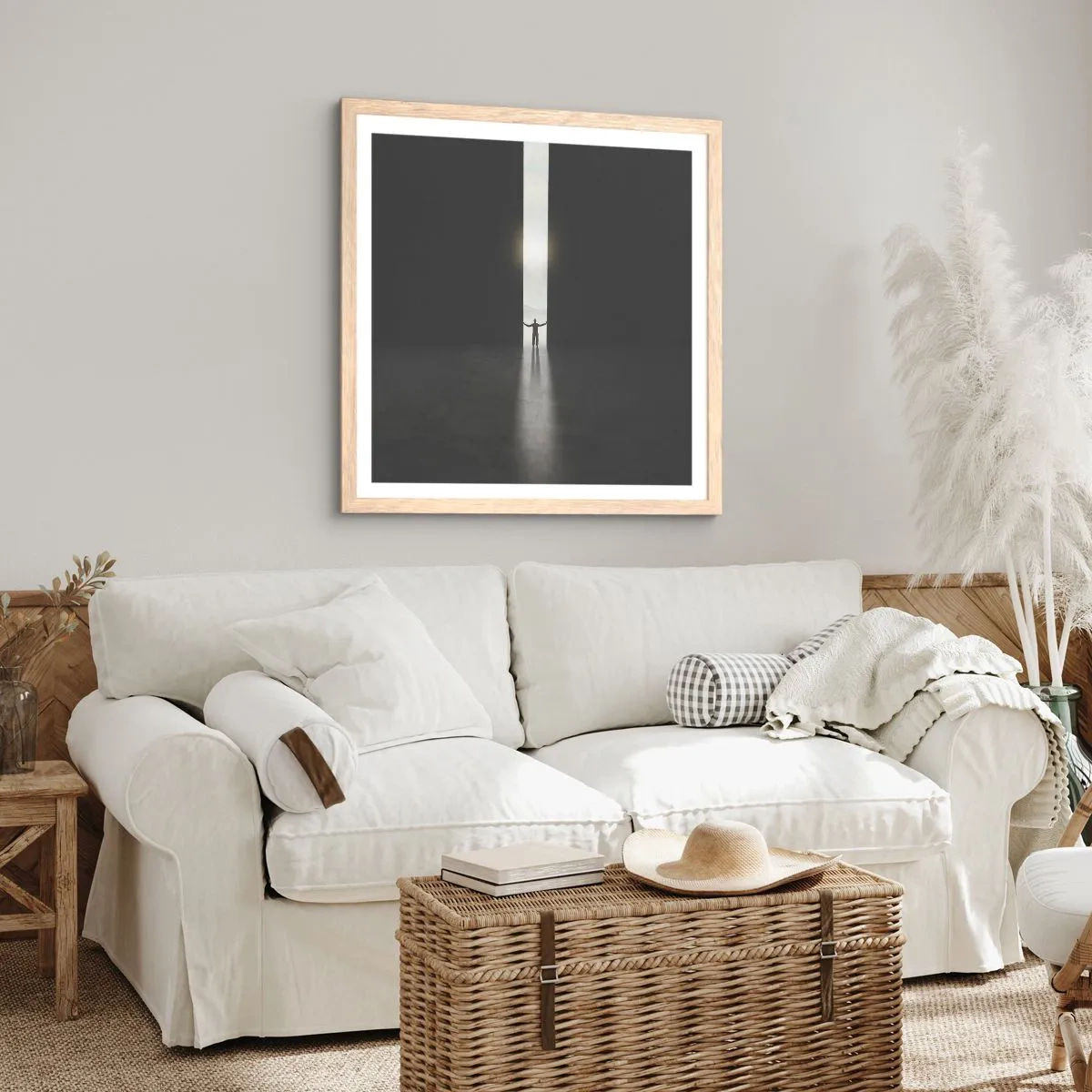 Affisch i ram av ljusek - Ett steg mot den ljusa framtiden - 50x50 cm