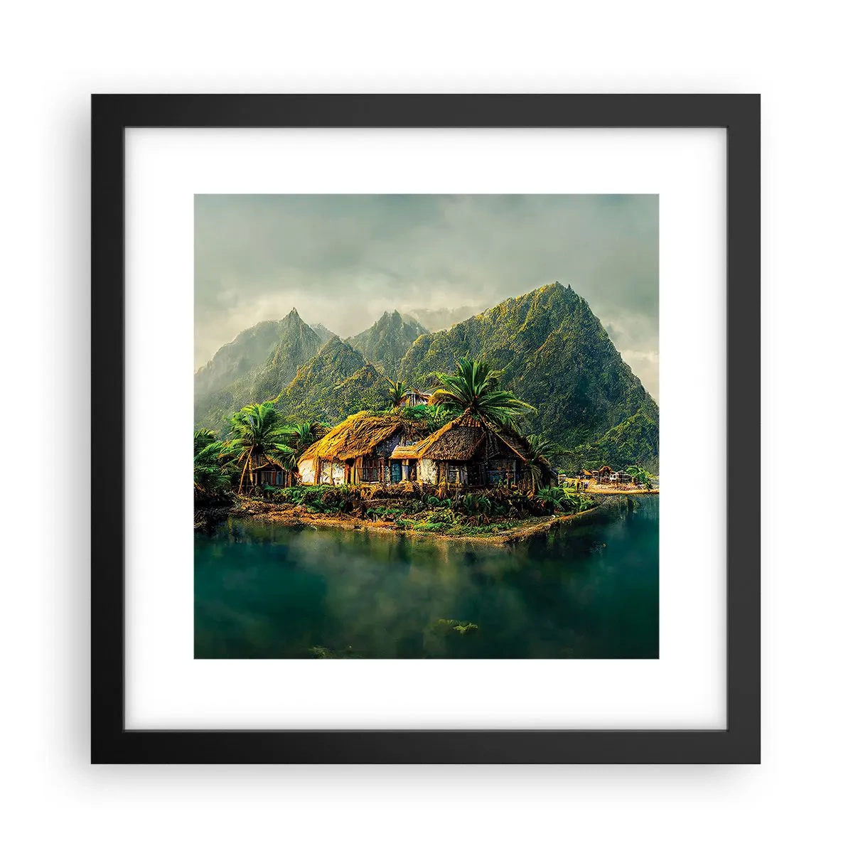 Affisch i svart ram - Tropiskt paradis - 30x30 cm