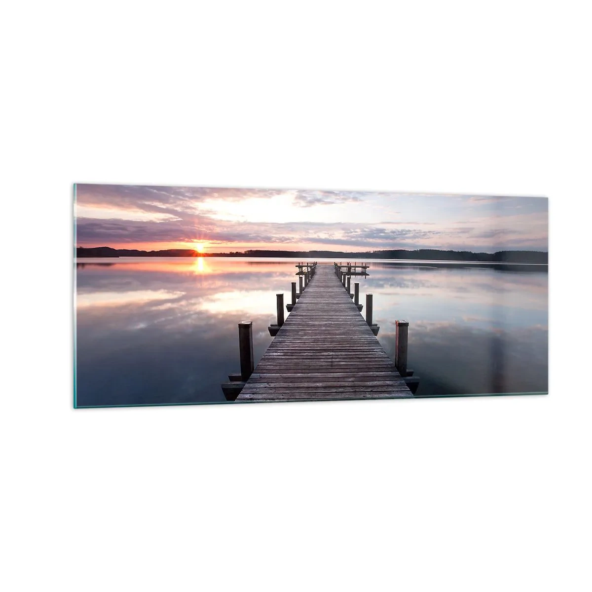 Glastavla - Bild på glas - Den tysta gränsen mellan dag och natt - 100x40 cm