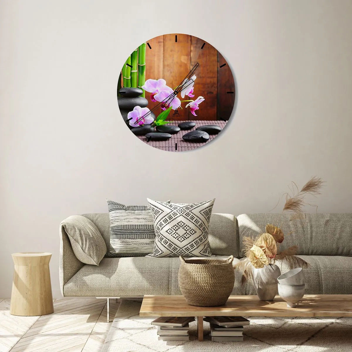 Väggklocka - Klocka på glas - Lär känna orientens behag - 40x40 cm