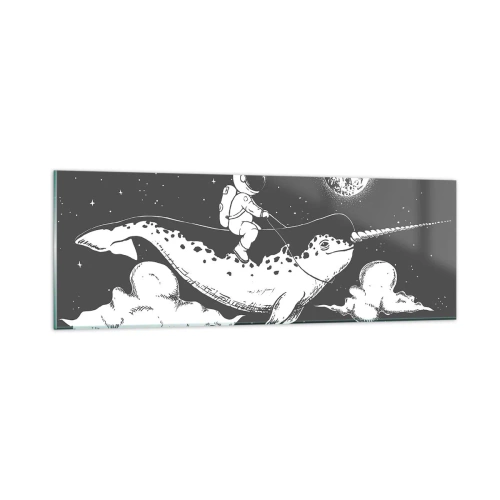 Glastavla - Bild på glas - Rymdryttare - 90x30 cm