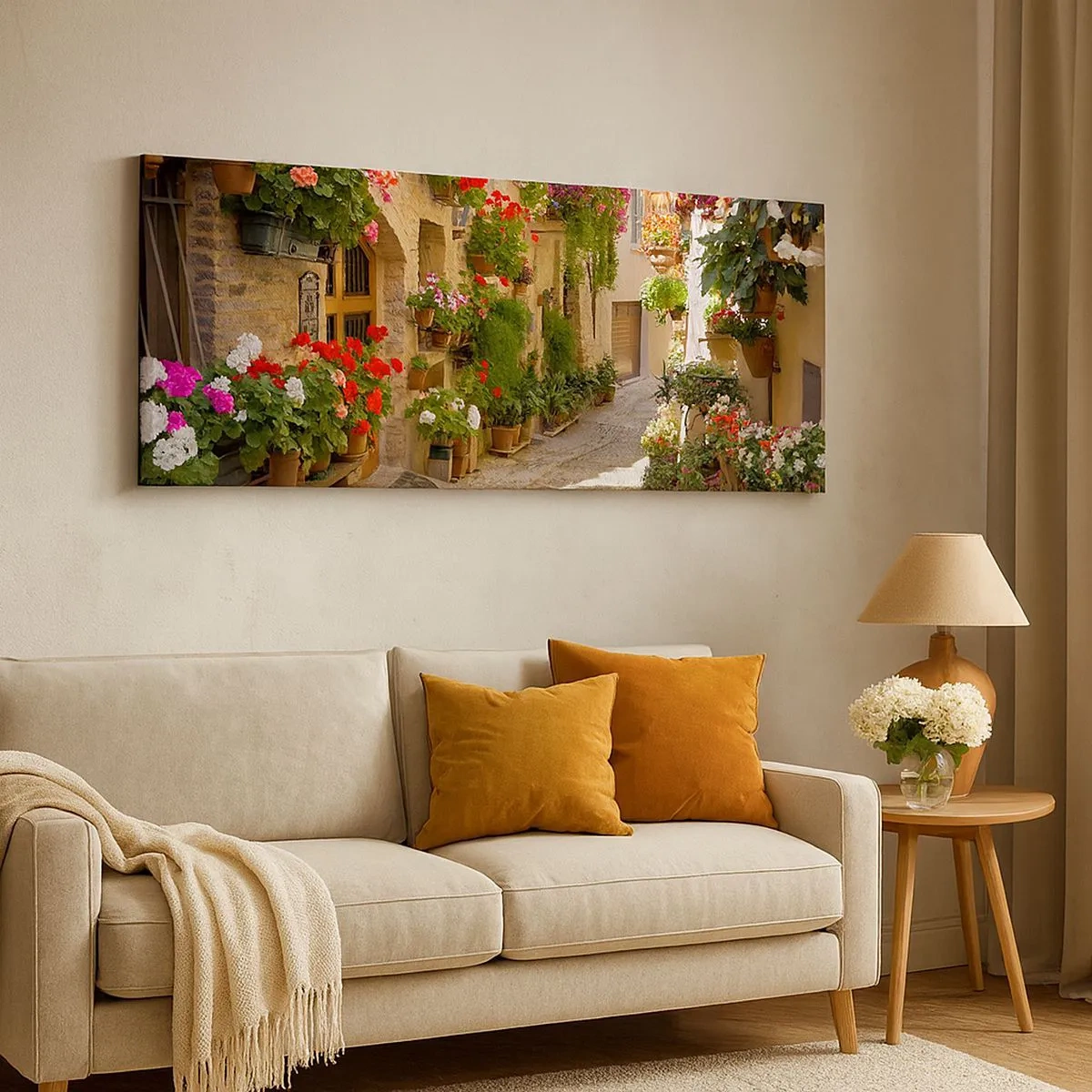 Canvastavla - Bild på duk - I blommornas flod - 100x40 cm