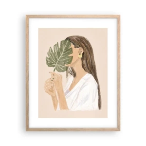 Affisch i ram av ljusek - Mystiskt porträtt med solfjäder - 40x50 cm