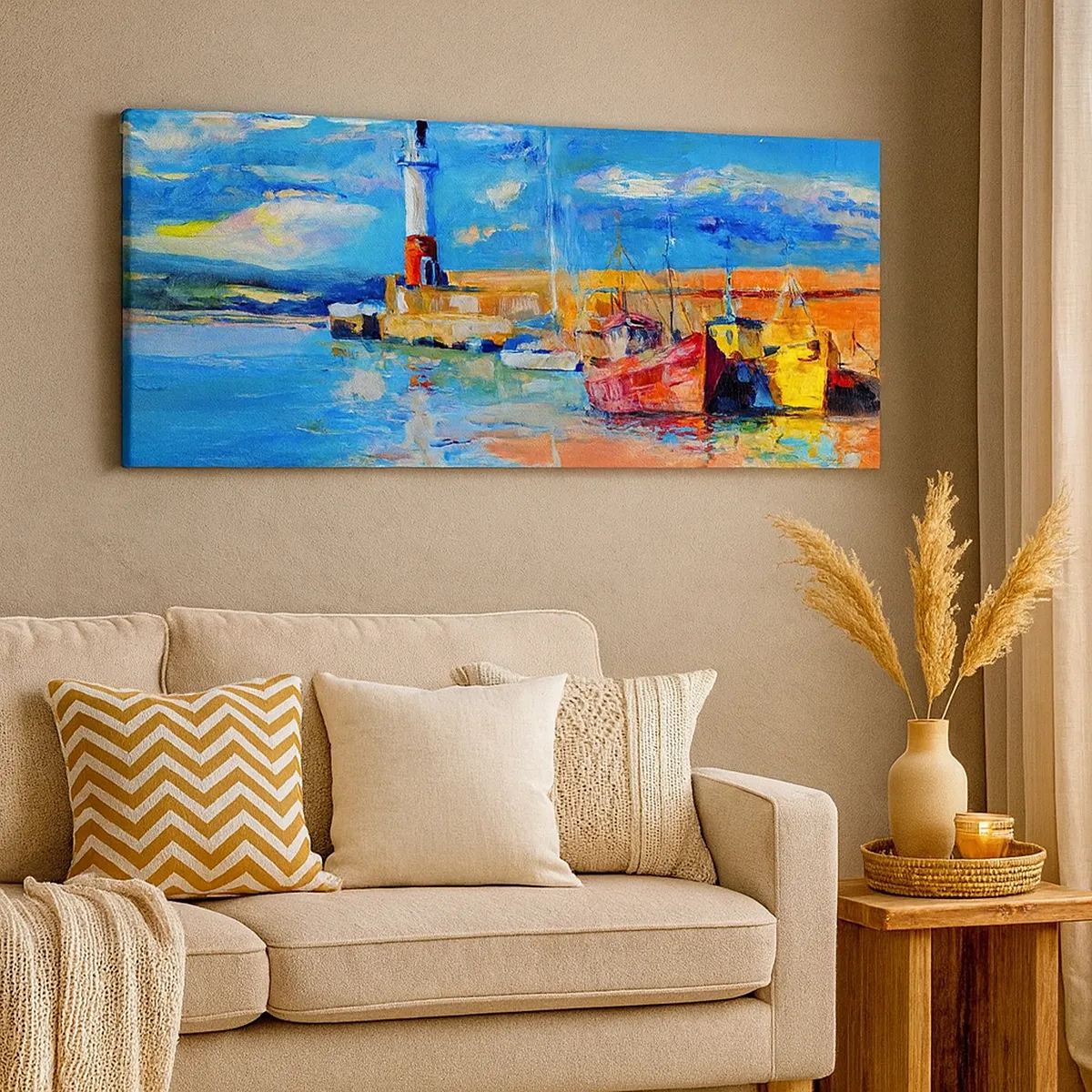 Canvastavla - Bild på duk - Eftermiddag i regnbågsviken - 30x30 cm