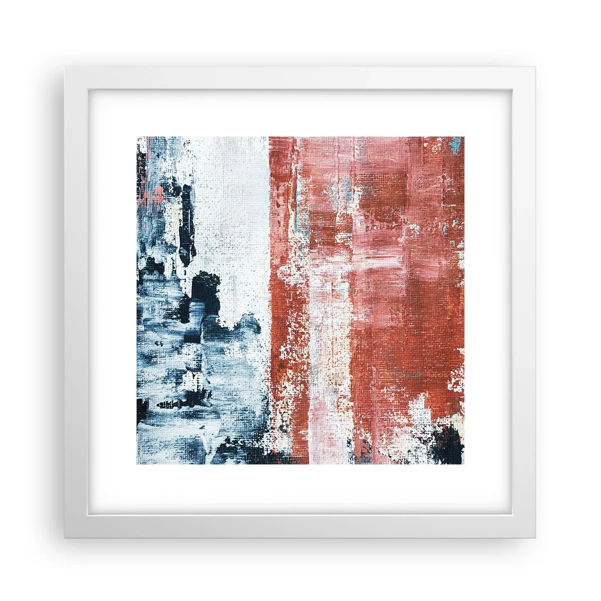 Affisch i vit ram - Abstrakt halvt om halvt - 30x30 cm